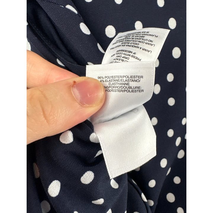 Women’s Kasper Size 4 Navy Blue Midi Dress w/ White Polka Dots & Belt
