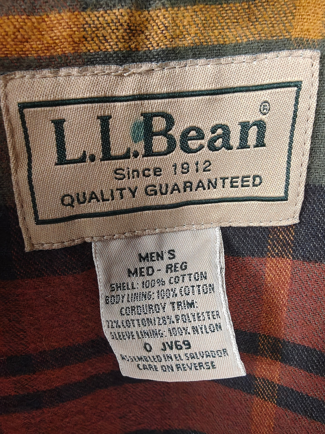 Mens LLBean Beige Barn Coat Medium Regular Plaid Lined Jacket