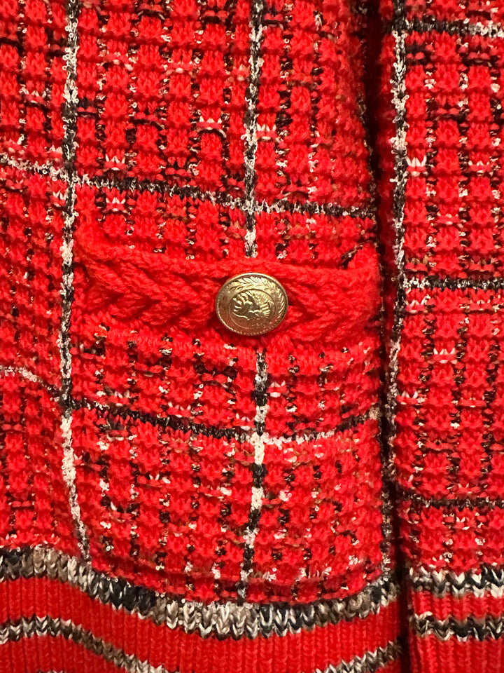 Womens L Agence Jenni Red Cardigan Gold Buttons Size XS