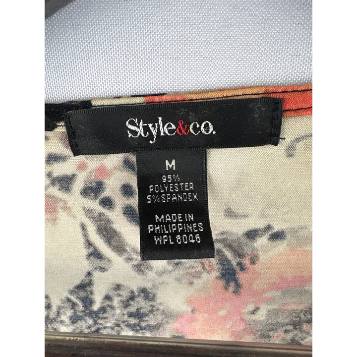 Women’s Style&amp;Co Medium Multicolored Patterned Cowelneck Blouse