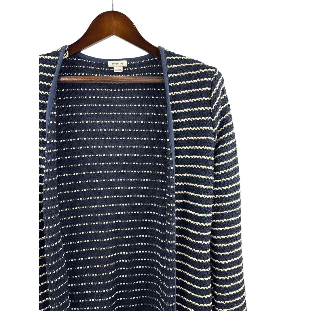 Women’s Chelsea Sky Small Navy & White Striped Long Sweater