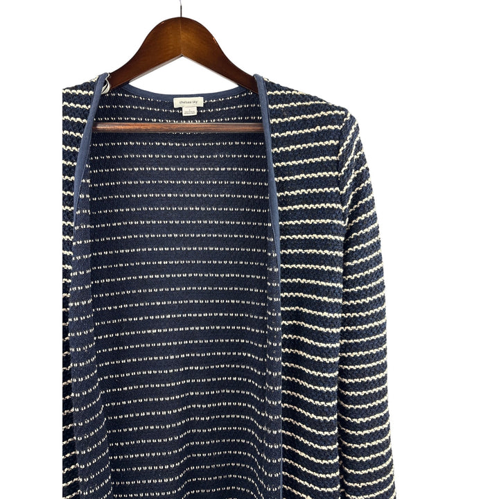 Women’s Chelsea Sky Small Navy & White Striped Long Sweater