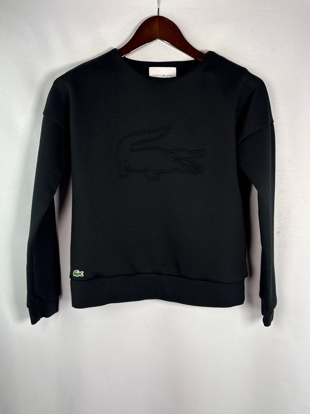 Womens Lacoste Sport Black Logo Crewneck Sweatshirt Size 38