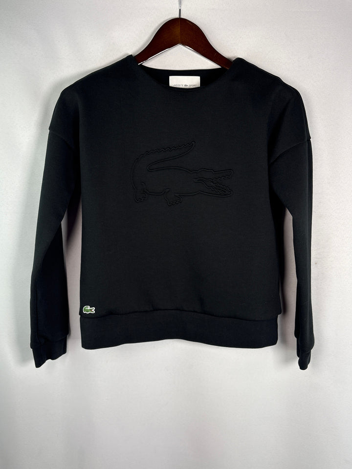Womens Lacoste Sport Black Logo Crewneck Sweatshirt Size 38