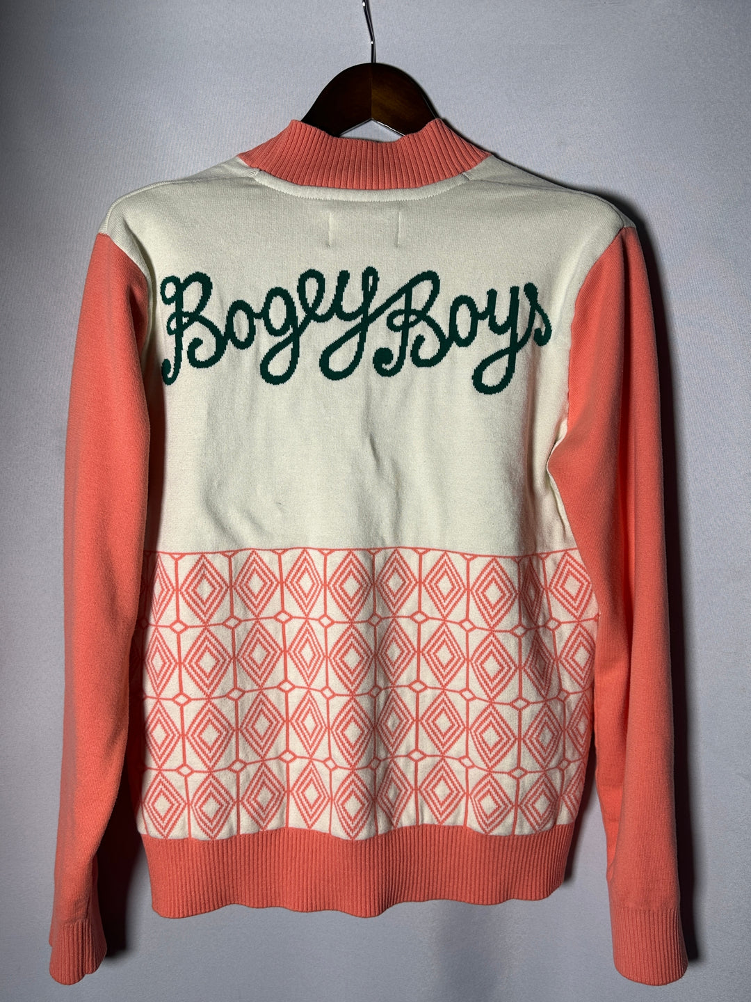 Women Bogey Boys Pink Winter Golf Cardigan Size M Thick Cotton