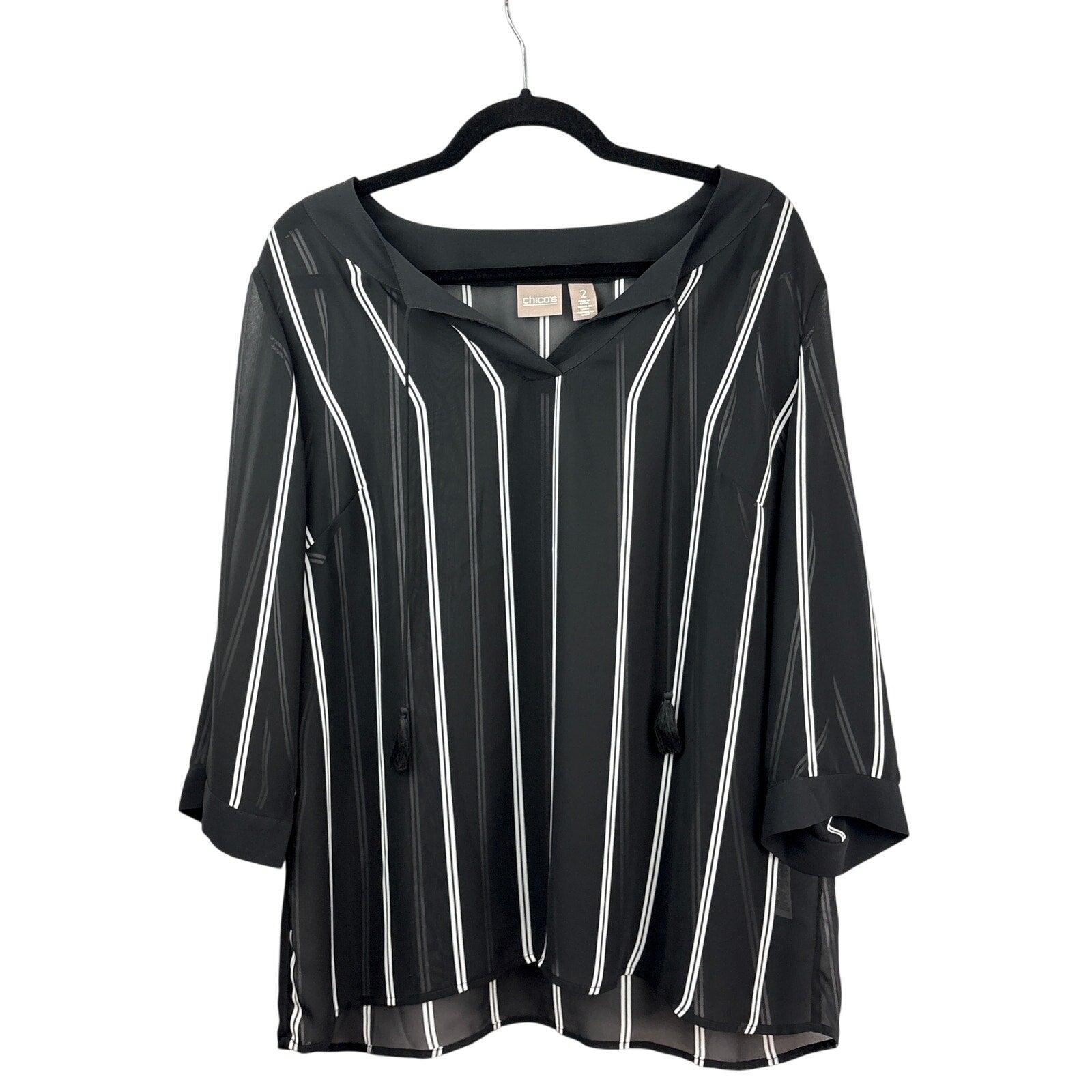 Chico’s Women’s Striped Long Sleeve Blouse Size 2 – Classic Workwear Top