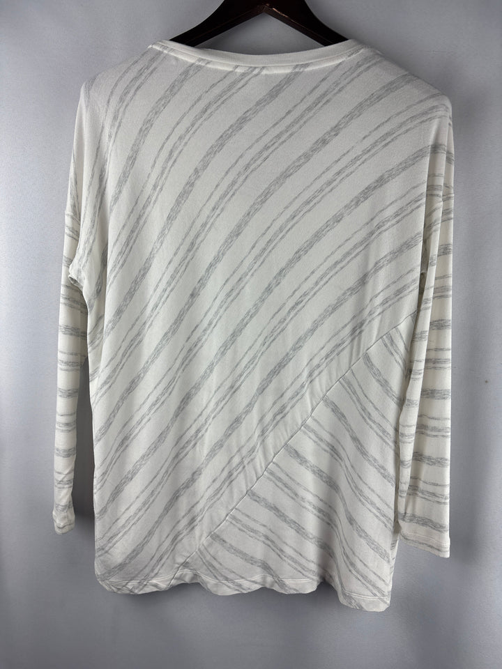 Women’s Cabi XS White w/ Gray Stripes Long Sleeve Shirt
