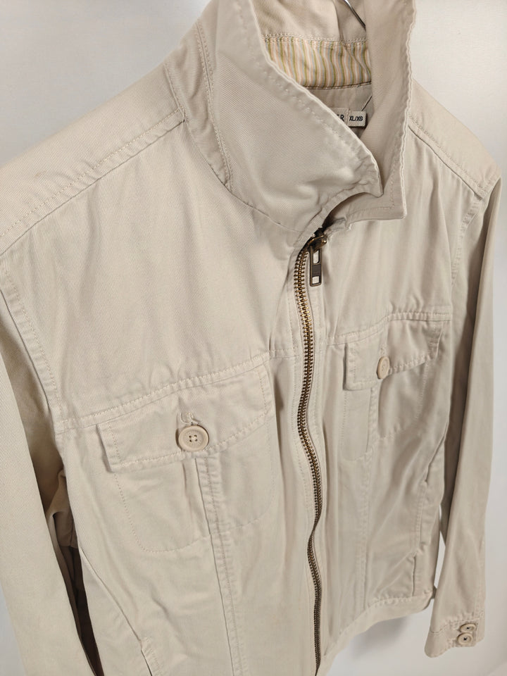 Mens Tommy Hilfiger Cream Beige Utility Jacket With Zipper