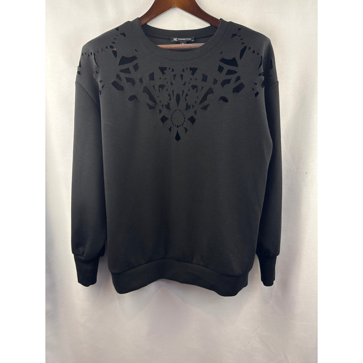 Women’s INC International Concepts XL Black Crewneck w/ Cutout Pattern