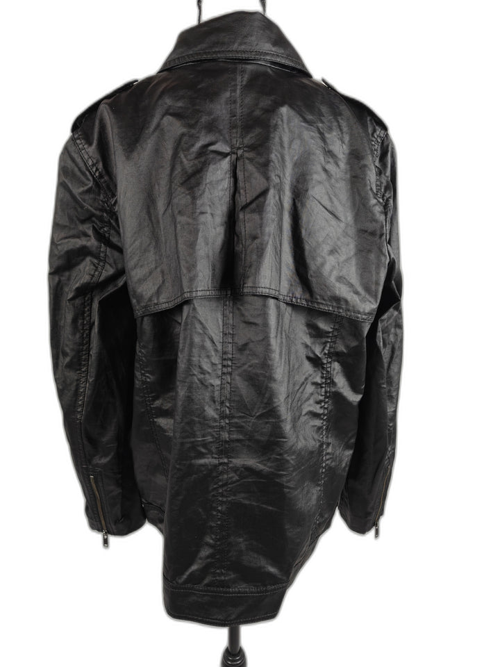 Banana Republic Womens Coated Linen Moto Jacket Black