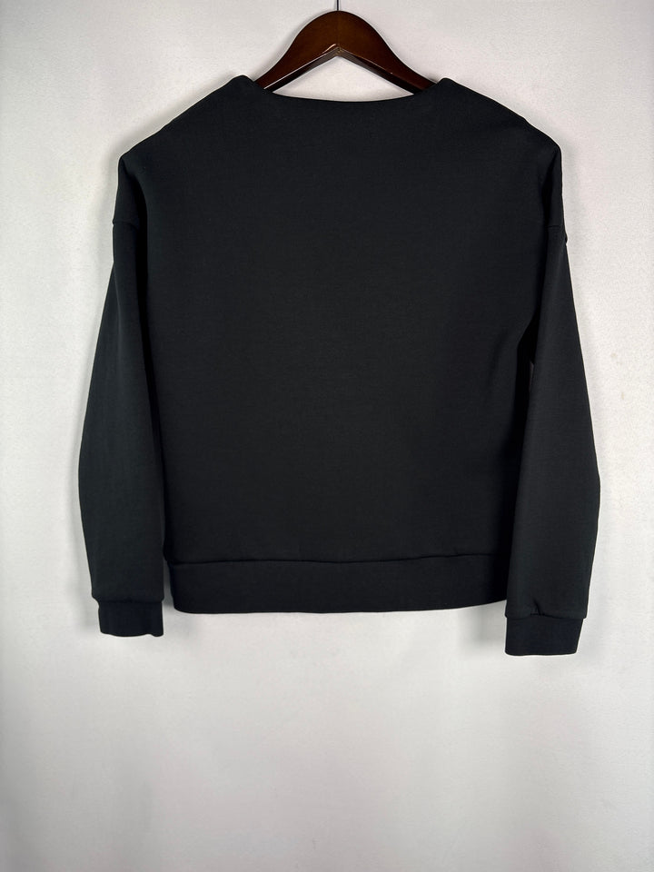 Womens Lacoste Sport Black Logo Crewneck Sweatshirt Size 38