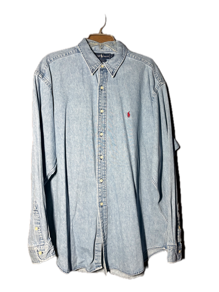 Vintage Ralph Lauren Blaire Denim Shirt 90s Oversized Light Wash