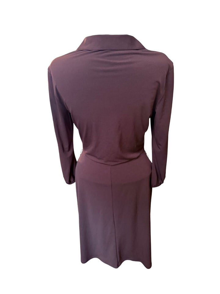 Faith Passion Chocolate Brown Button Front Stretch Dress For Women