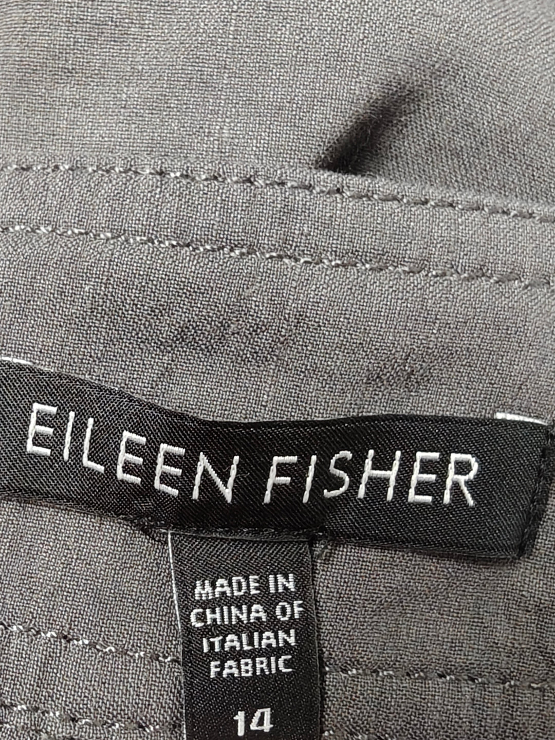 Eileen Fisher Womens Gray Linen Blend Straight Leg Pants Size 14