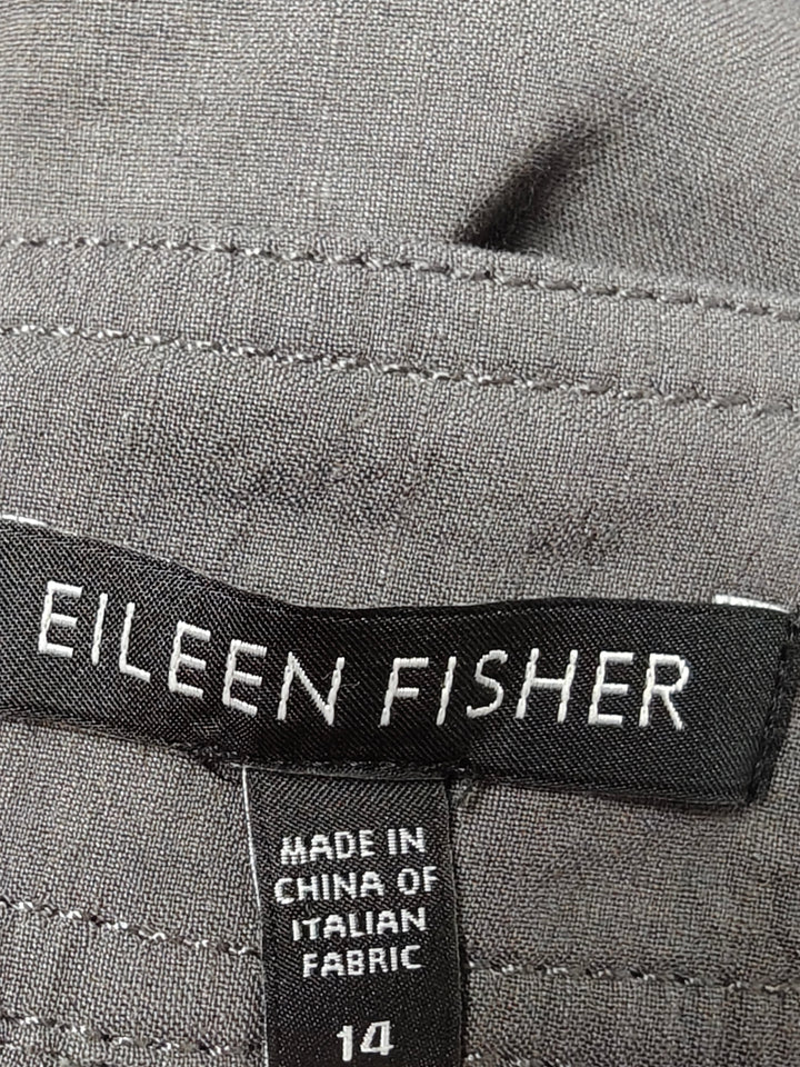 Eileen Fisher Womens Gray Linen Blend Straight Leg Pants Size 14