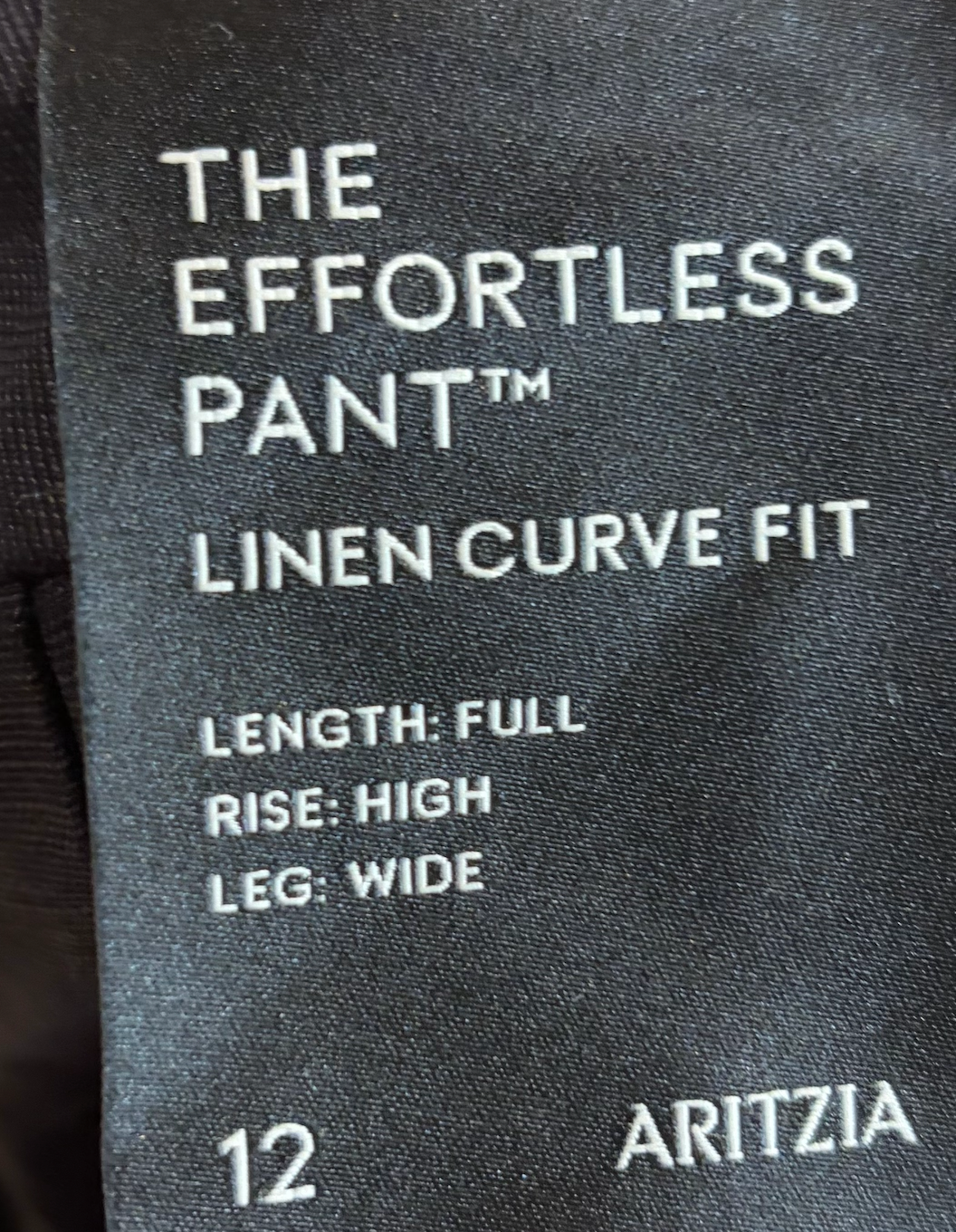Aritzia Effortless Pant Linen Curve Fit Navy High Rise Wide Leg Size 12 NWT