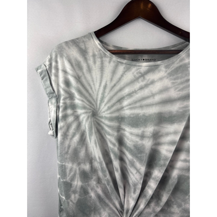 Women’s Lucky Brand Medium Sage Green & White Tie-Dyed T-Shirt