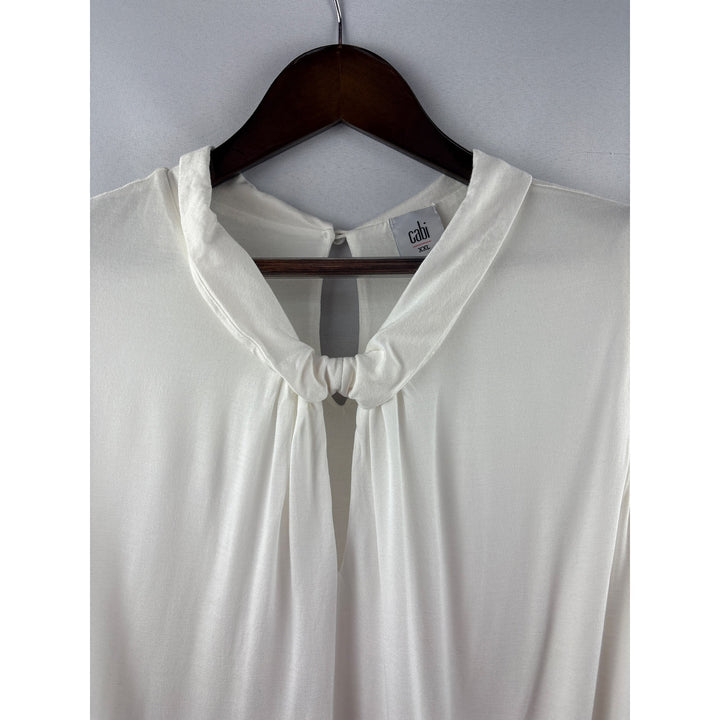 Women’s Cabi XL White Sleeveless Blouse w/ Knot Design