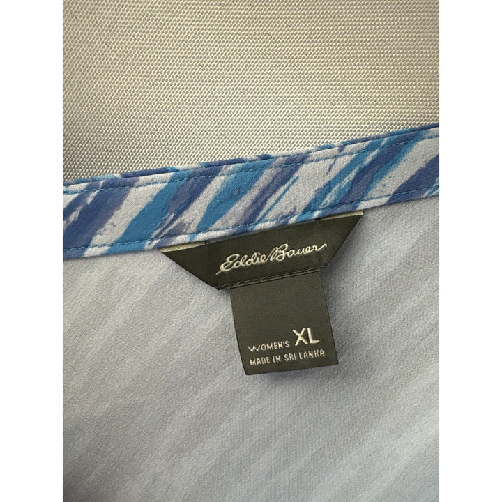 Women’s Eddie Bauer XL Blue & White Patterned Sleeveless Blouse