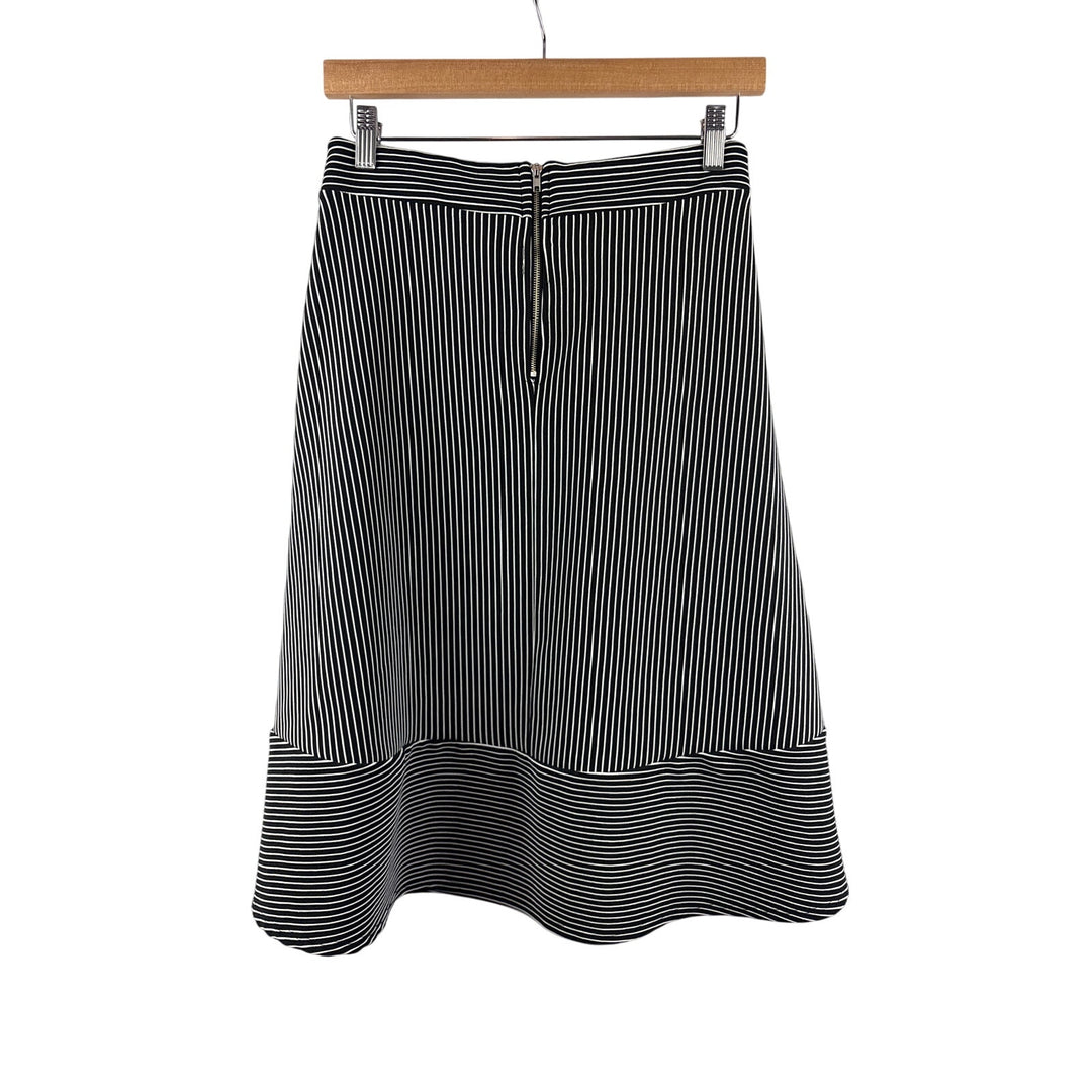 Women’s Alya. Small Black & White Pinstriped Midi Skirt w/ Bow