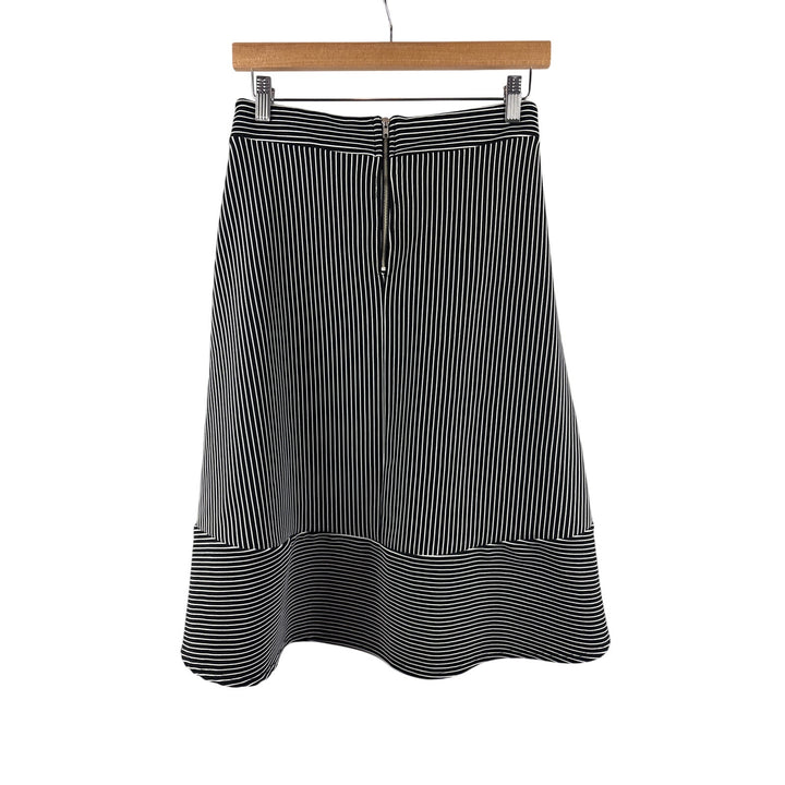 Women’s Alya. Small Black & White Pinstriped Midi Skirt w/ Bow