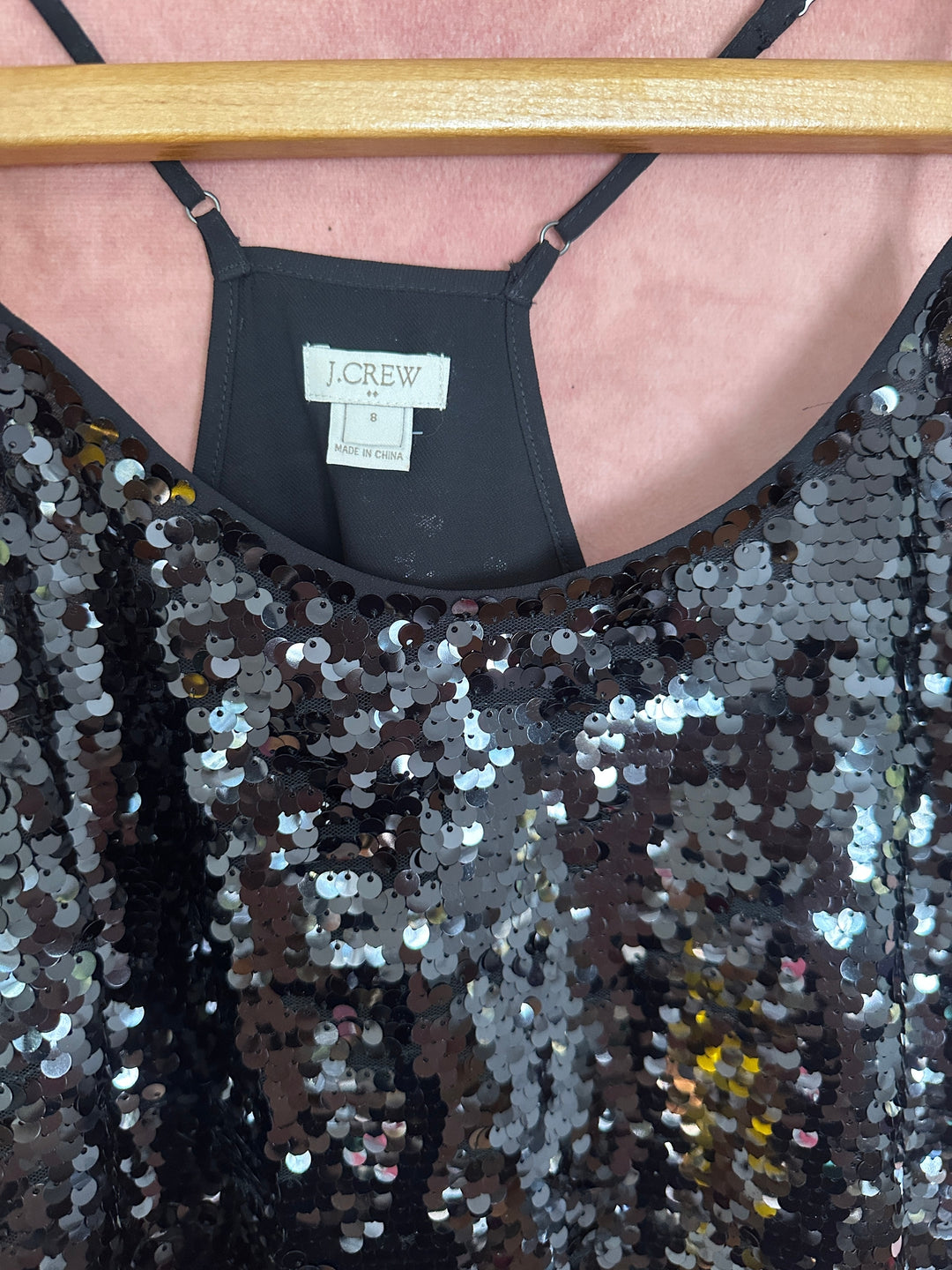 JCrew Black Sequin Camisole Racerback Strappy Party Top
