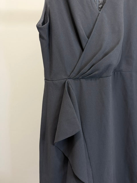 J.Crew 365 Sleeveless Black Faux‑Wrap Crepe Dress Sz14