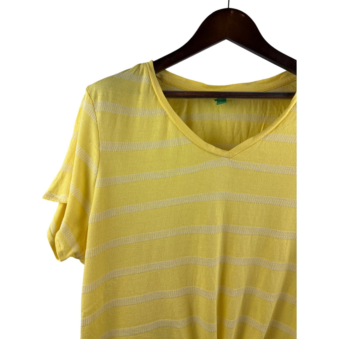 Women’s dip XL Yellow w/ White Striped T-Shirt