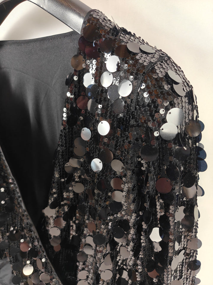 Womens SHEIN Sequin Bodysuit Black XL