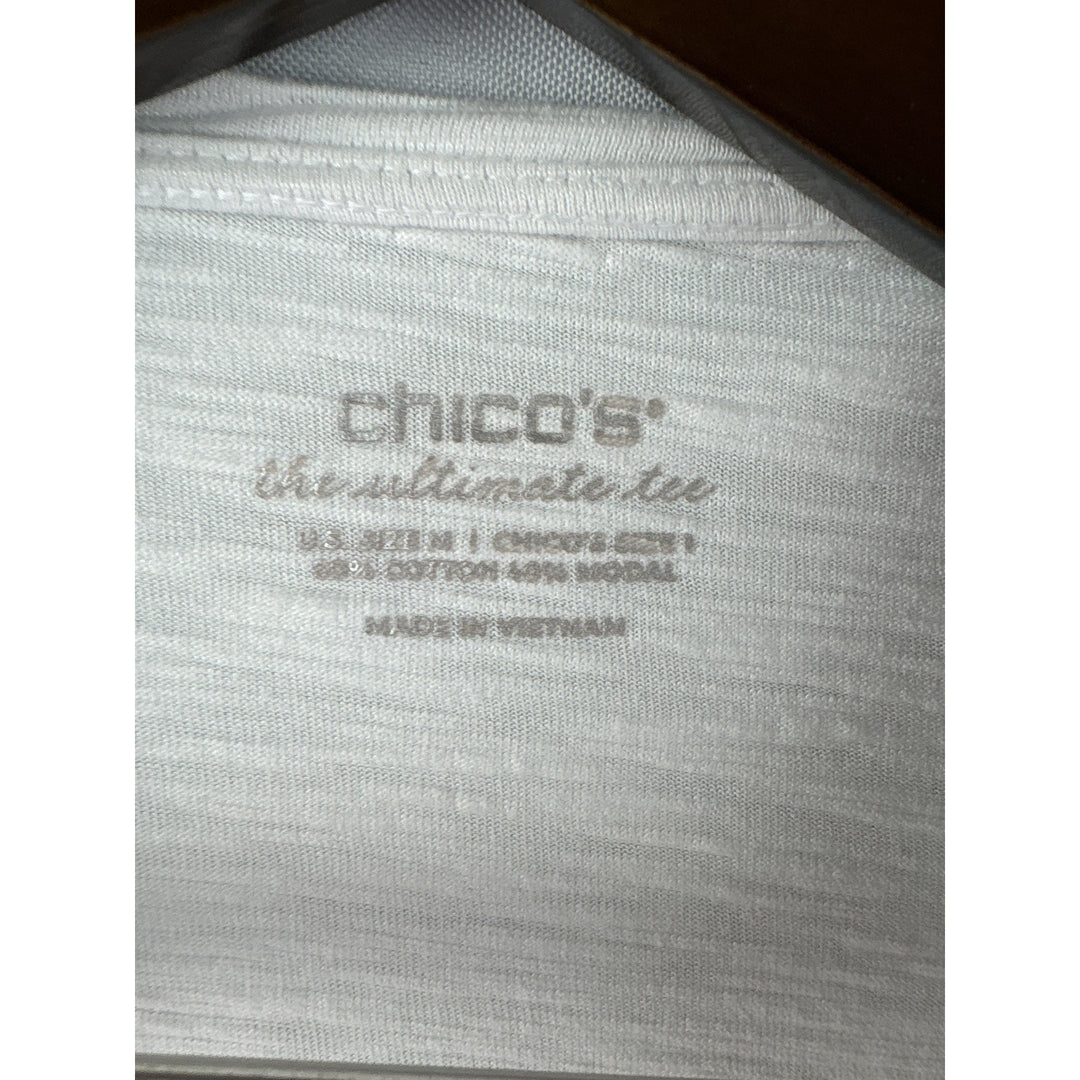 Women’s Chico’s Medium White 3/4 Length Sleeve Shirt