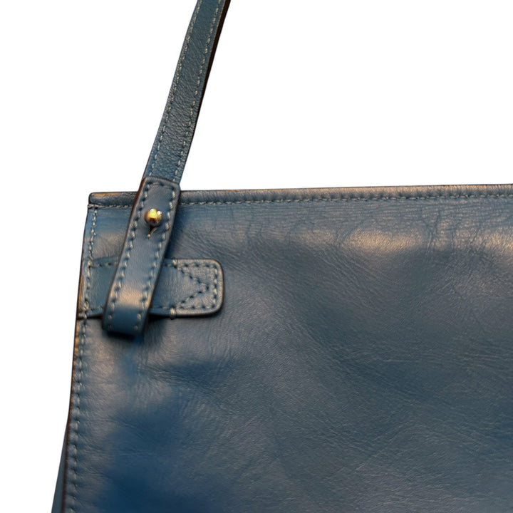 Vince Women's Blue Leather Signature Collection Crossbody Bag Chic Preppy Elegant