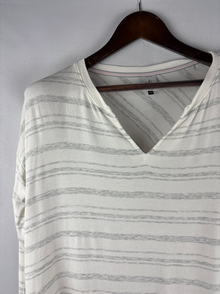 Women’s Cabi XS White w/ Gray Stripes Long Sleeve Shirt
