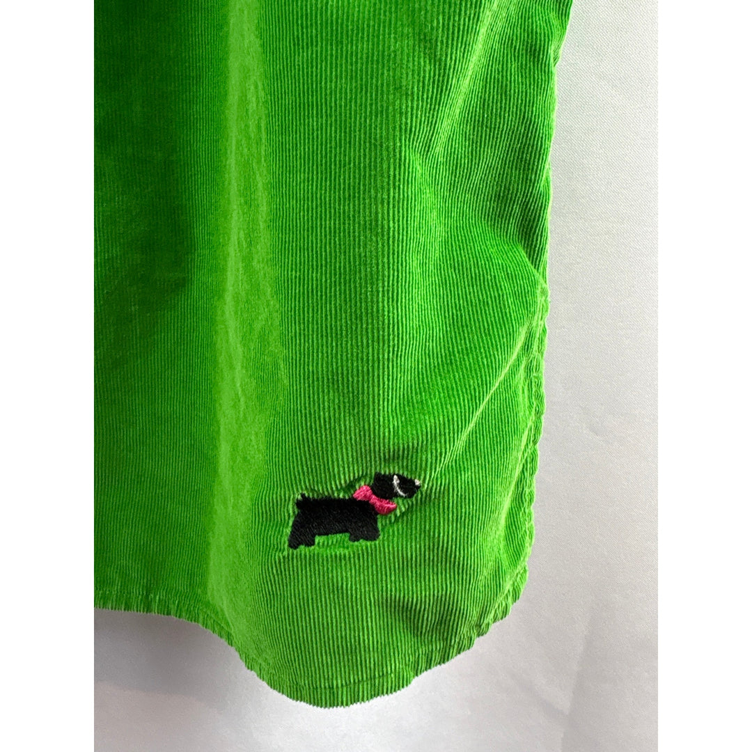 Women’s The Quaker Factory Size 2X Leaf Green Corduroy Button Up w/ Dog Pattern
