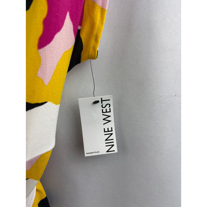Women’s Nine West 0X Pink Multicolored Abstract Patterned Dress
