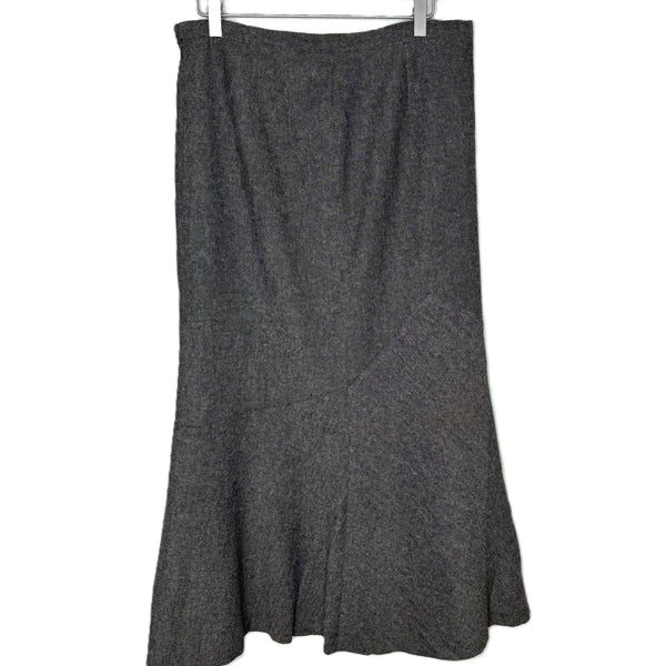 Tristan & Iseut Gray Tweed Maxi-Length Flared Skirt, Elegant Piece, Size 10