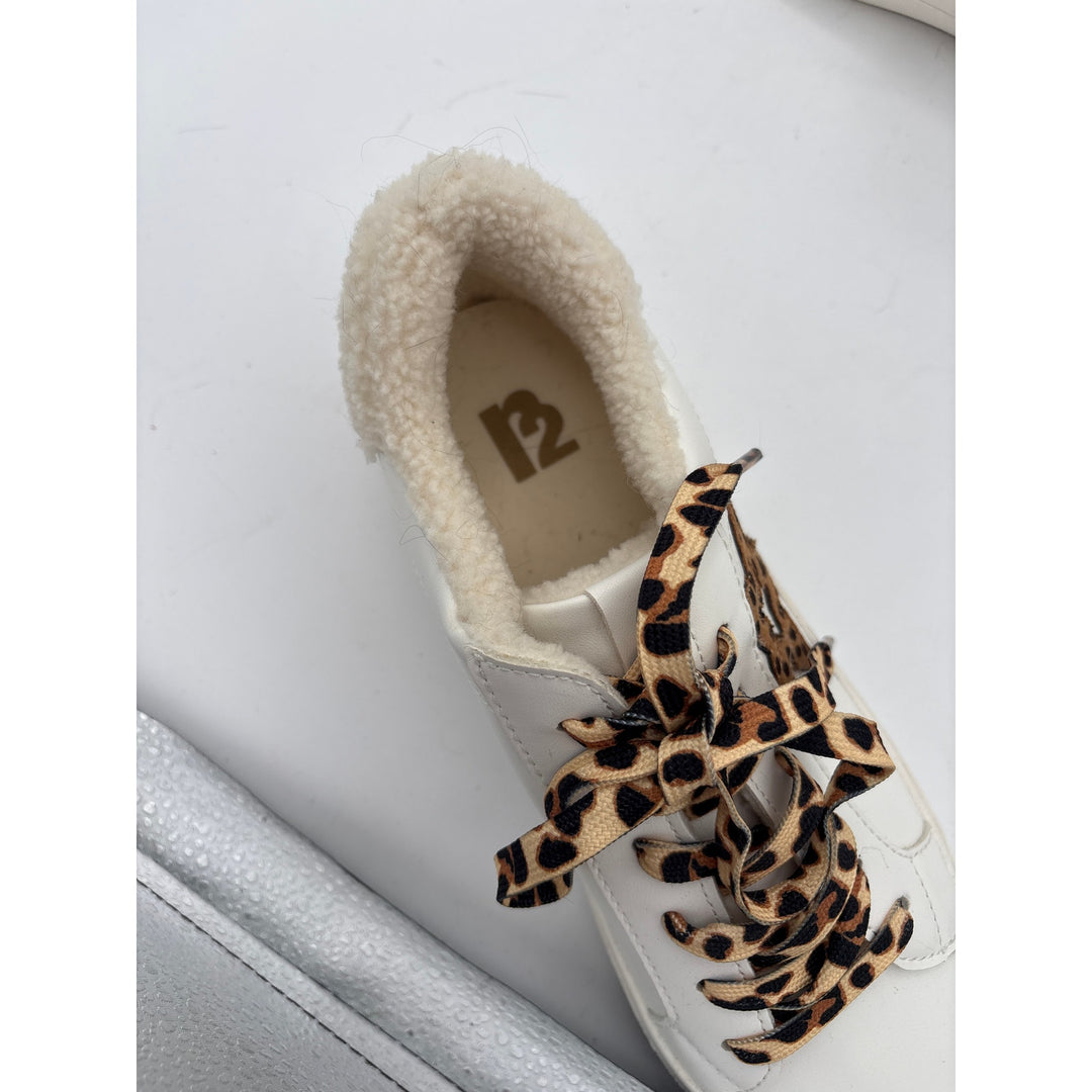 Women’s r2 Size 9 White Sneakers w/ Leopard Print Details