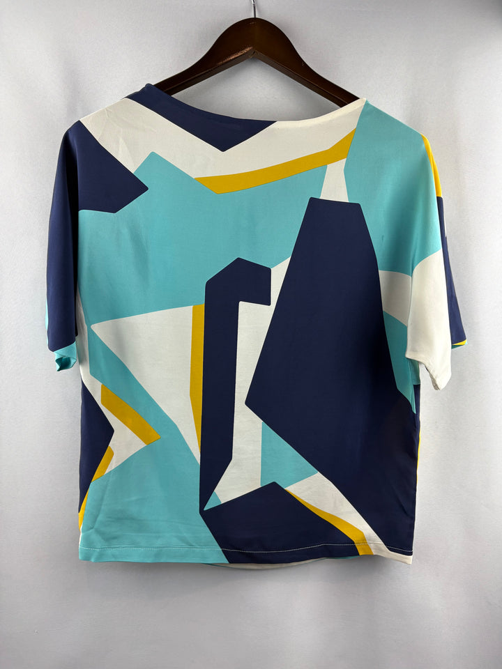 Women’s Fendi Size 4 Blue, White & Yellow Patterned Blouse