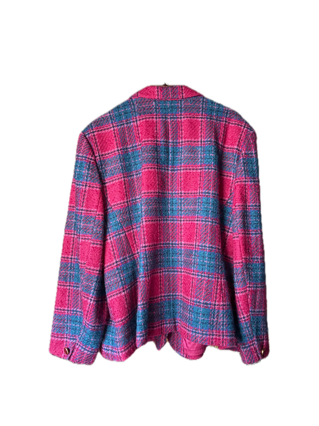 Vintage Pendleton Plus Size Plaid Wool Blazer Jacket Made in USA Pink Teal
