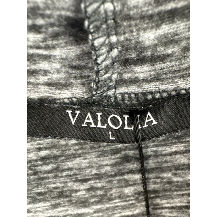 Women’s Valolia Large Grey & Black Colorblock Hoodie w/ Brown Buttons