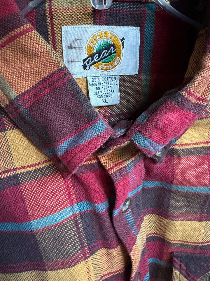 Mens XL Field Gear Plaid Flannel Button Down Cotton Work Shirt