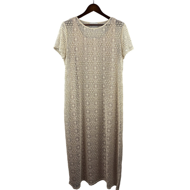 Womens Paquette Too! Size 16 Cream Knit Mesh Maxi Dress