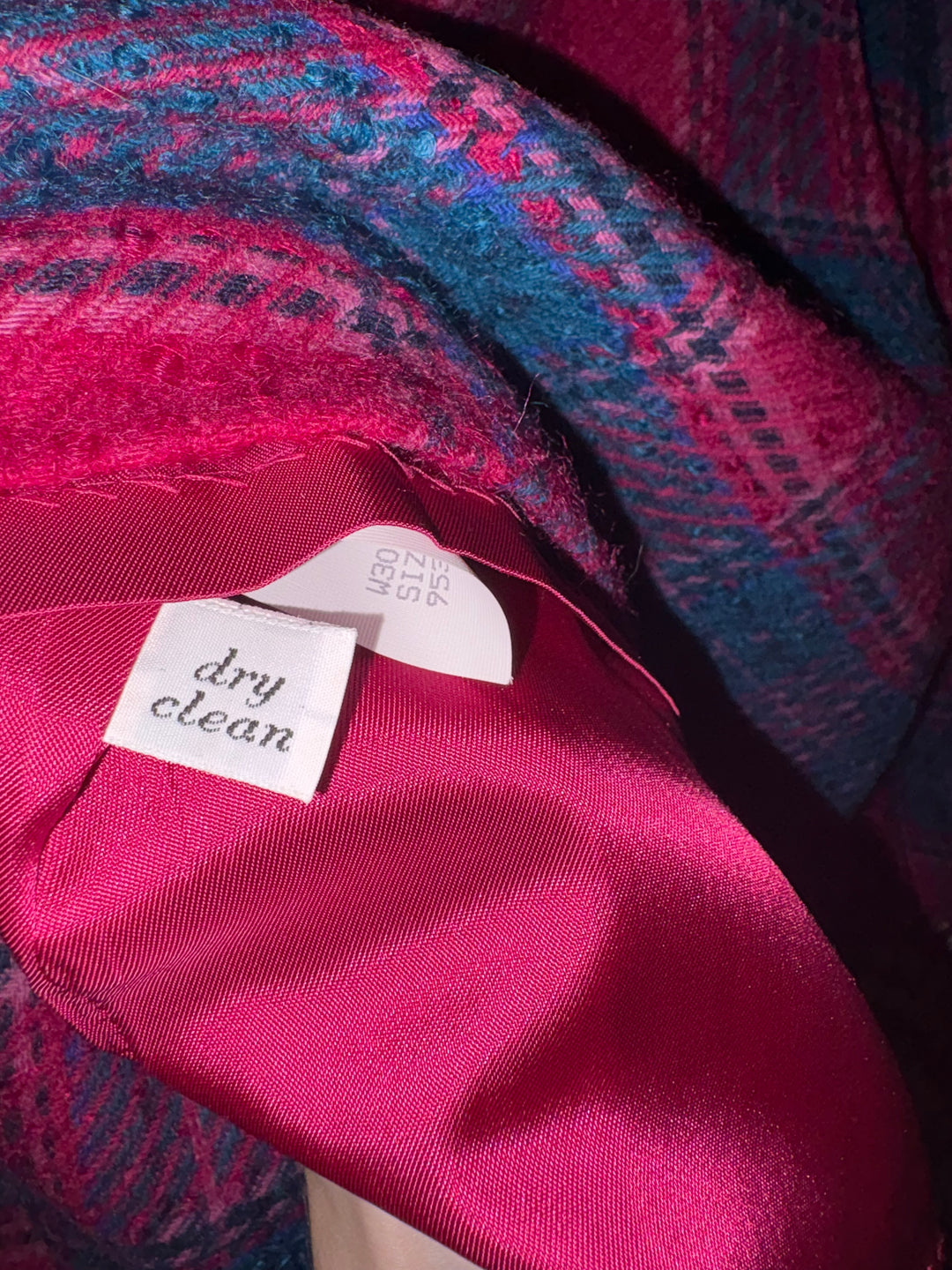 Vintage Pendleton Plus Size Plaid Wool Blazer Jacket Made in USA Pink Teal