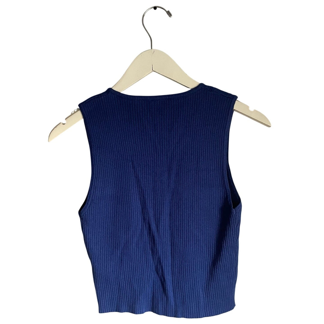 Lelis Collection Cobalt Blue Sleeveless Coquette Bow Ribbed Tank Top size Medium