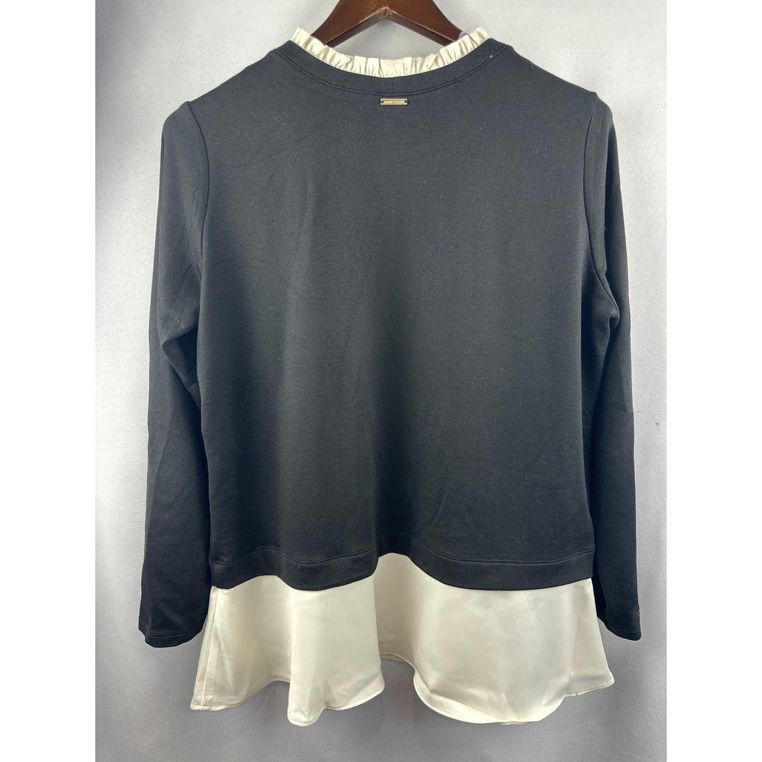 Women’s Anne Klein Long Black and Cream Ruffled Jersey Size L