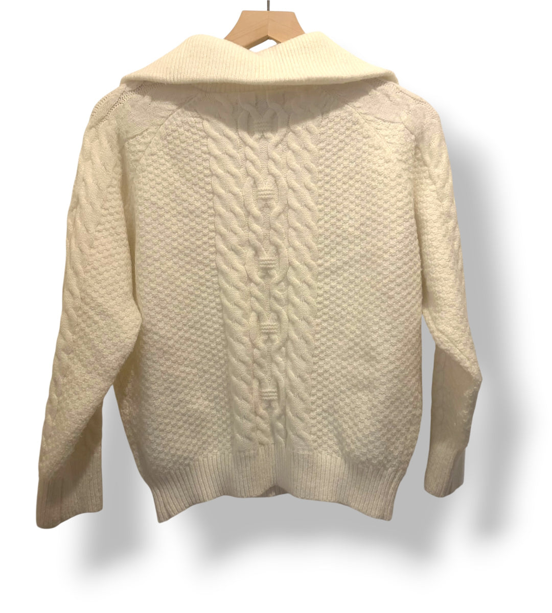 Petal &amp; Pup Cream Cable Knit Quarter Zip Sweater Size M Ski Chalet Après Ski