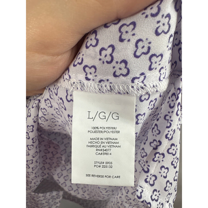 Women’s CAbi Large White Sleeveless Blouse w/ Purple Florals