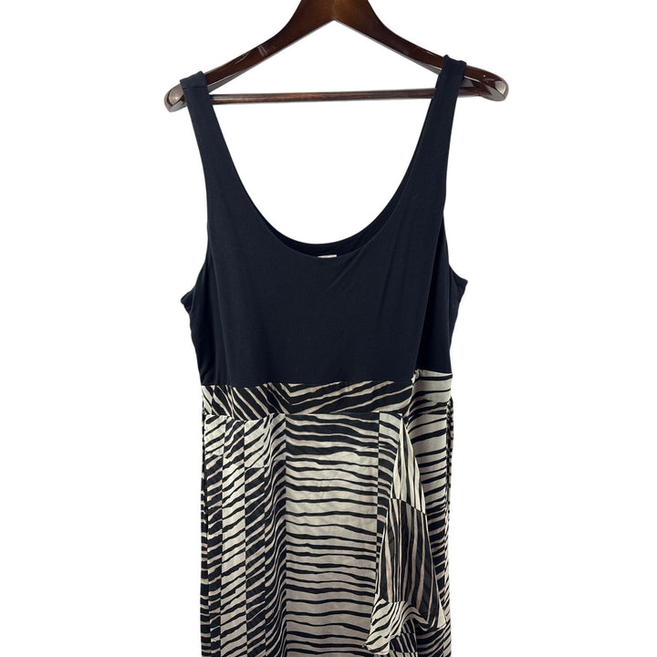 Women’s Cabi XL Black Zebra Striped Sleeveless Maxi Dress