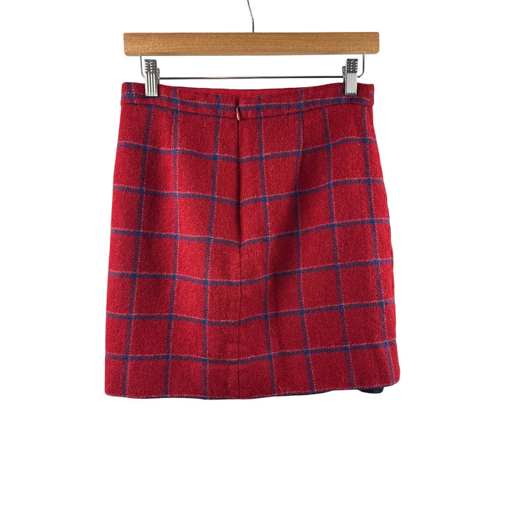 Women’s J.Crew Size 4 Red w/ Blue & Pink Plaid Tweed Mini Skirt