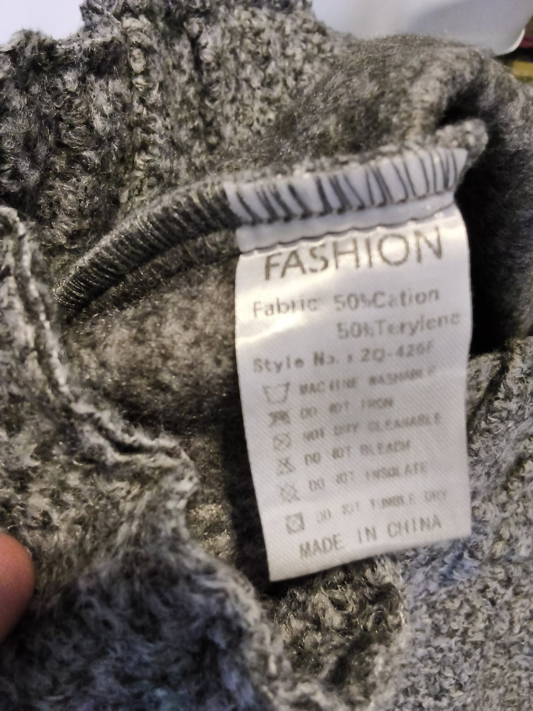 Grey Boucle Knit Bomber Jacket With Funnel Neck And Bubble Hem