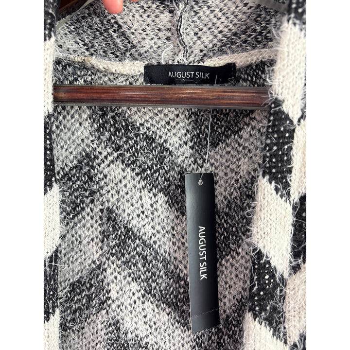 Women’s August Silk Small Black & White Patterned Knit Coatigan